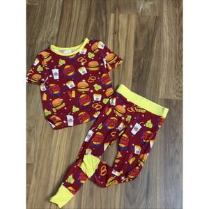 Welwel Baby Boys 12-18 Months Fast Foodie Burge King Bamboo Pajamas Pants Shirt